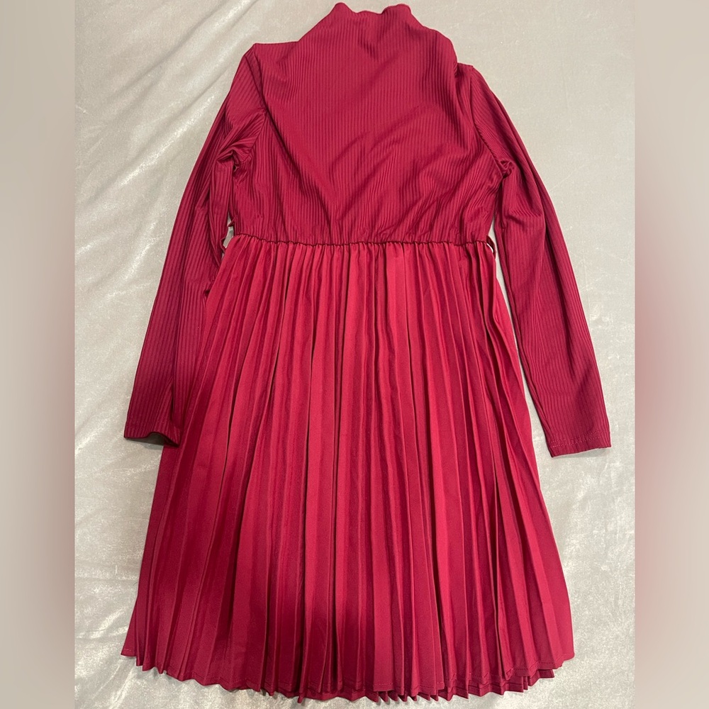 SHEIN Deep Red Pleated Kids Dress